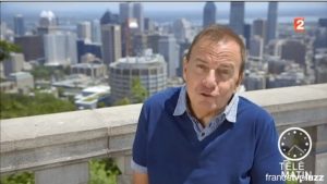 Capture de roues libres à Montreal pour télématin. Jacques Dejeandile apparaît sur des hauteurs avec la ville en arrière plan